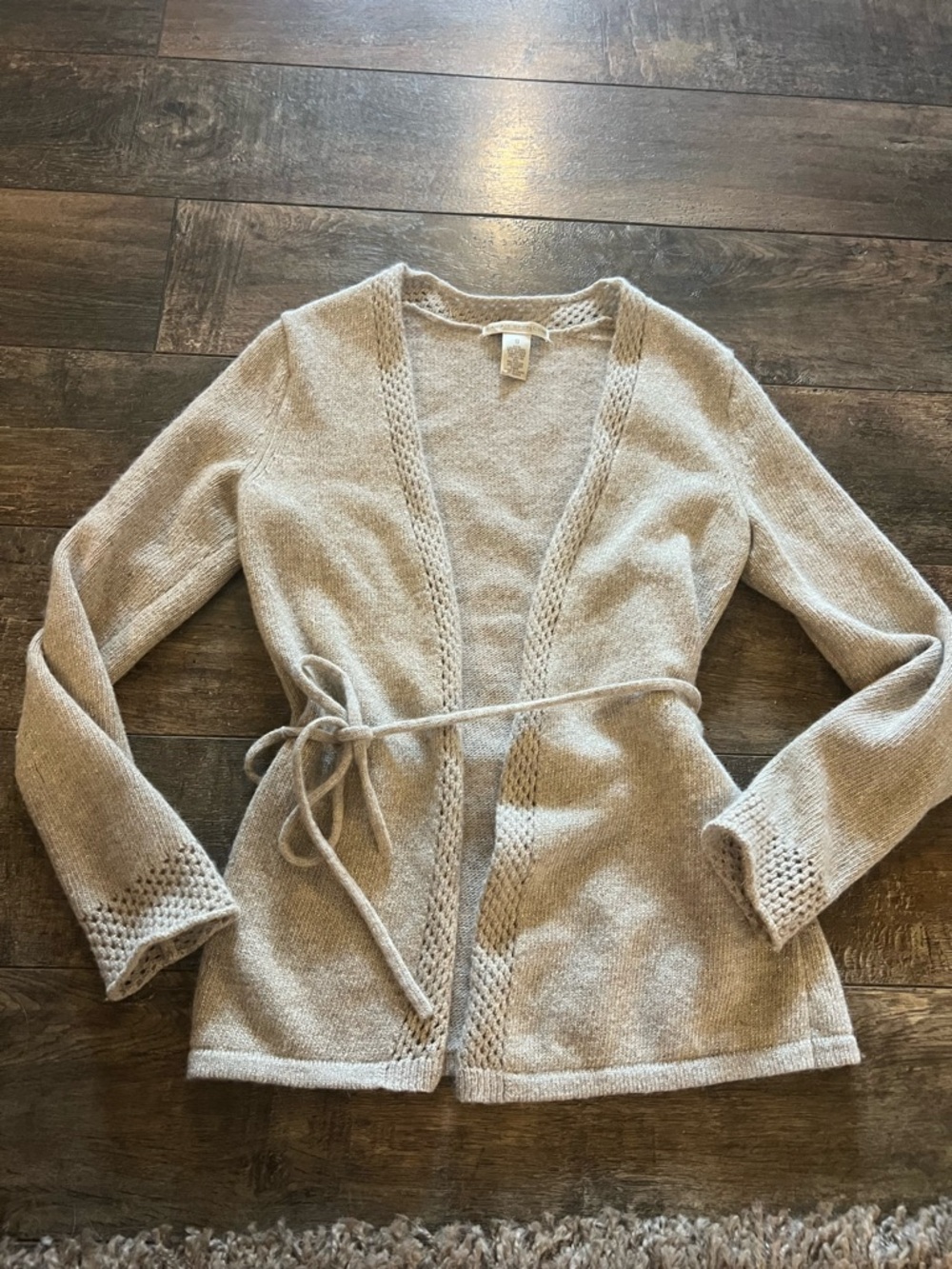 Sarah Spencer lambs wool-rabbit hair Tie-Waist Cardigan with shimmer